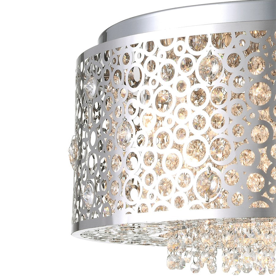 9 Light Drum Shade Chandelier, Stainless Steel