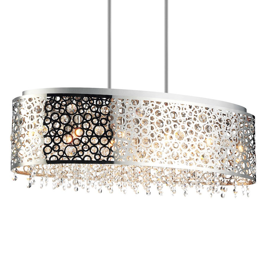 11 Light Drum Shade Chandelier, Stainless Steel