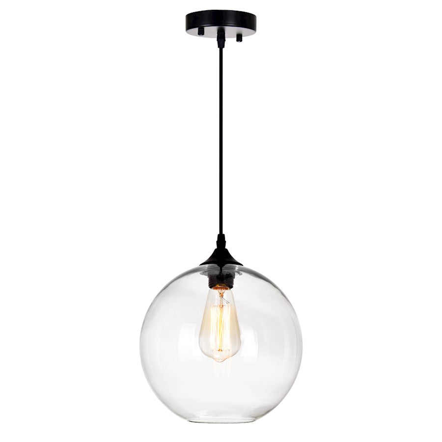 CWI Lighting Glass 1 Light 10" Down Mini Pendant, Black/Clear - 5553P10-Clear