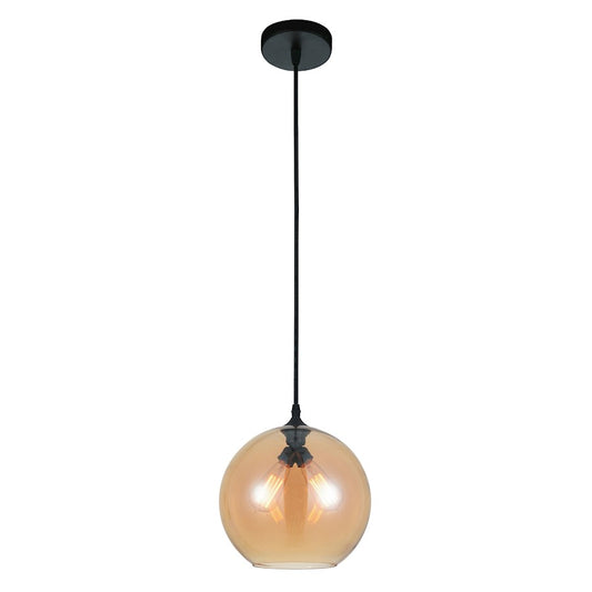 CWI Lighting Glass 2 Light Down Mini Pendant, Black - 5553P12-Amber-2L