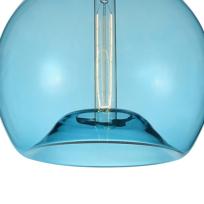 CWI Lighting Glass 1 Light 12" Down Mini Pendant, Black/Blue