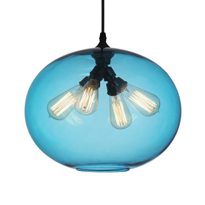 4 Light Down Pendant, Black/Blue