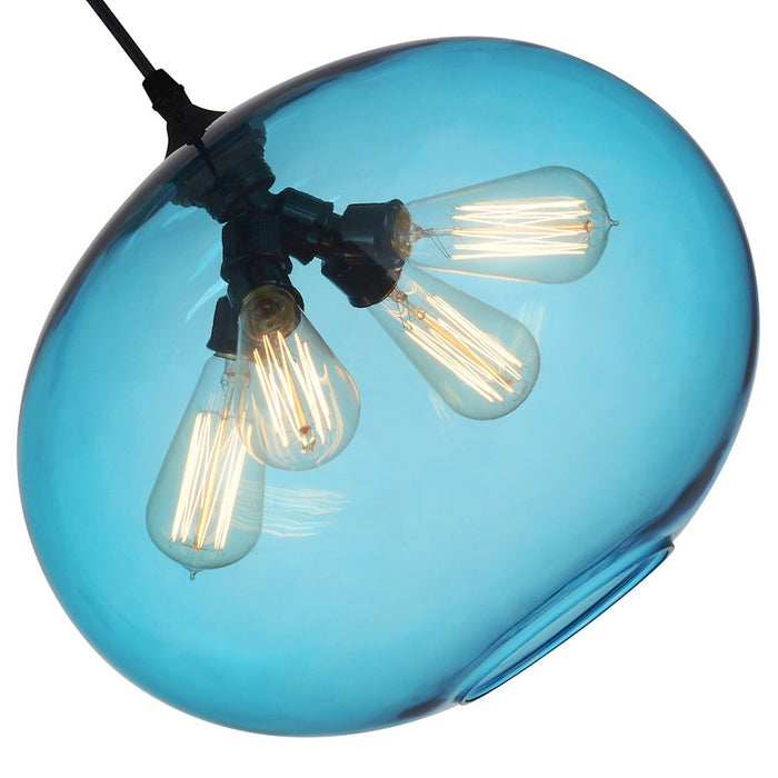 CWI Lighting Glass 4 Light Down Pendant, Black/Blue
