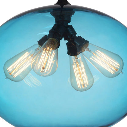 4 Light Down Pendant, Black/Blue