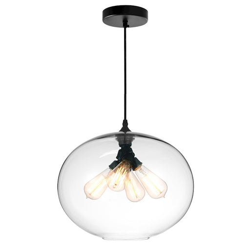 CWI Lighting Glass 4 Light Down Pendant, Black/Clear - 5553P16-Clear