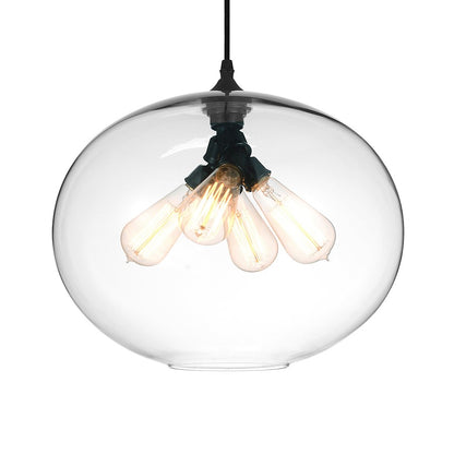 4 Light Down Pendant, Black/Clear