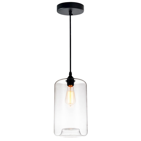 CWI Lighting Glass 1 Light 7" Down Mini Pendant, Black/Clear - 5553P7-Clear