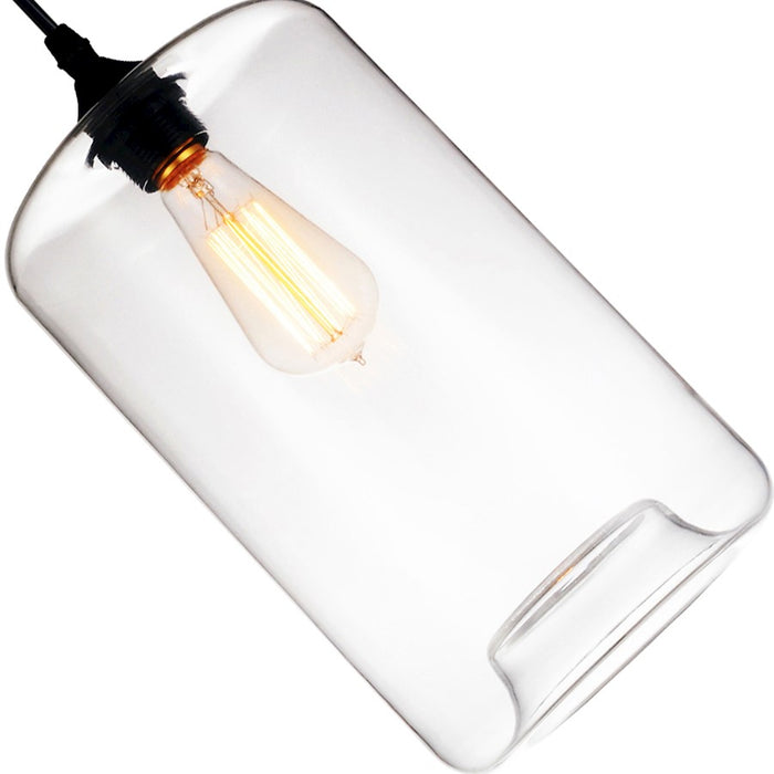 CWI Lighting Glass 1 Light 7" Down Mini Pendant, Black/Clear