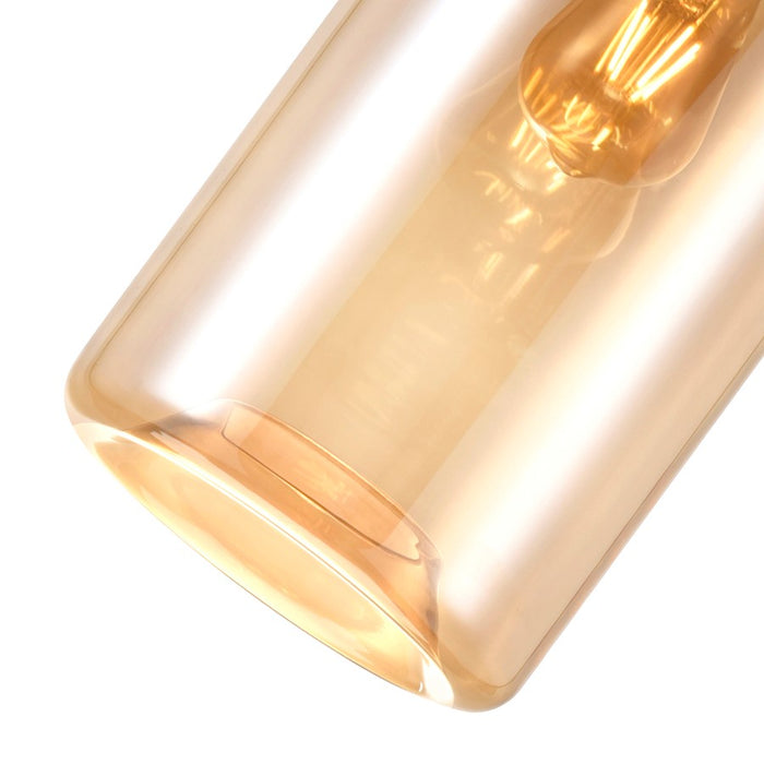 CWI Lighting Glass 1 Light Down Mini Pendant, Black/Cognac