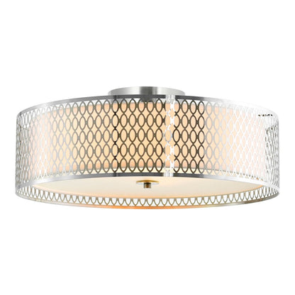 CWI Lighting Mikayla 5 Light Drum Shade Flush Mount, Satin Nickel - 5555C22SN