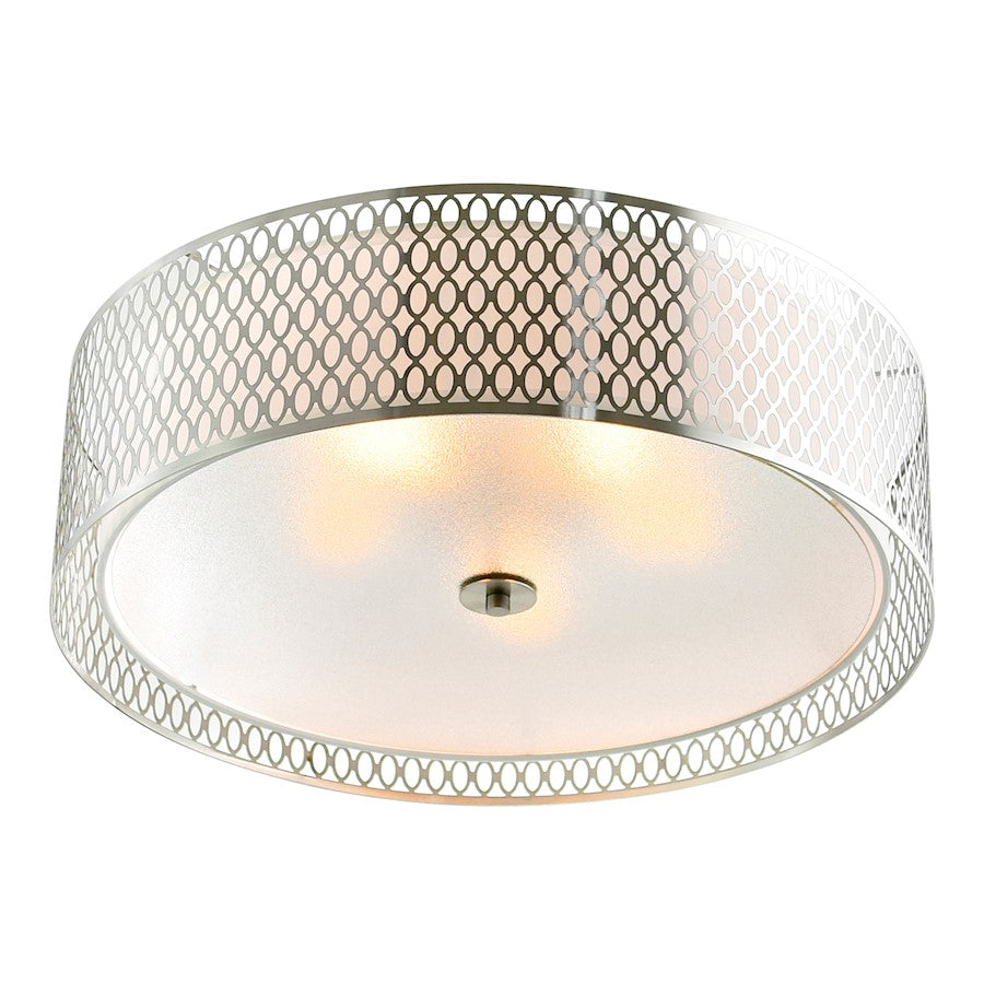 CWI Lighting Mikayla 5 Light Drum Shade Flush Mount, Satin Nickel