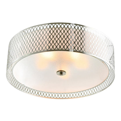 CWI Lighting Mikayla 5 Light Drum Shade Flush Mount, Satin Nickel