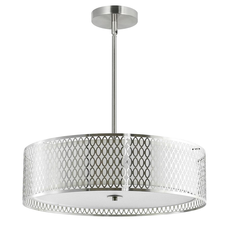 5 Light Drum Shade Chandelier, Satin Nickel