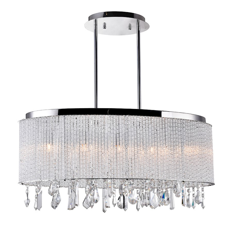 5 Light Drum Shade Chandelier, Chrome