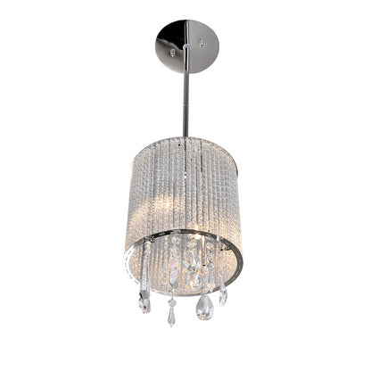 2 Light Drum Shade Mini Pendant, Chrome