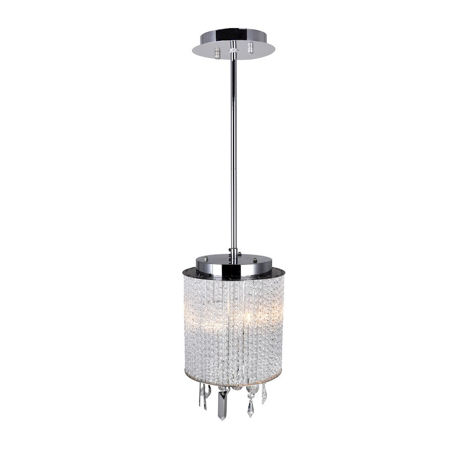 2 Light Drum Shade Mini Pendant, Chrome