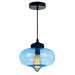 CWI Lighting Glass 1 Light 11" Down Mini Pendant, Black/Blue - 5570P11-Blue