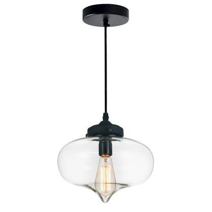 CWI Lighting Glass 1 Light 11" Down Mini Pendant, Black/Clear - 5570P11-Clear