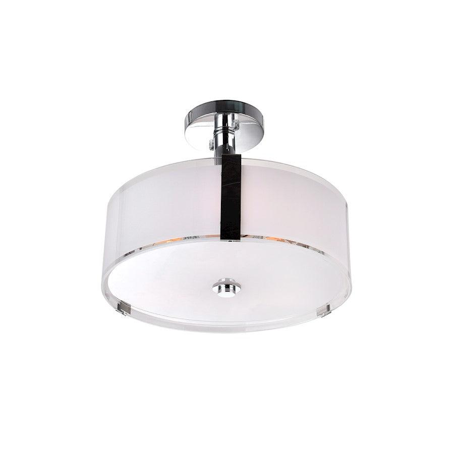 3 Light 14" Drum Shade Chandelier, Chrome