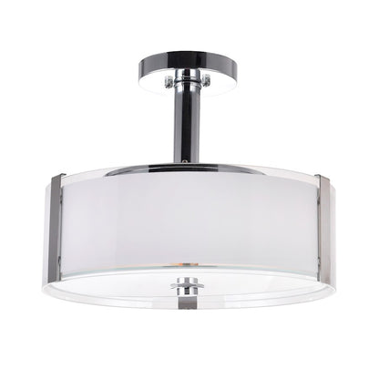 4 Light 17" Drum Shade Chandelier, Chrome