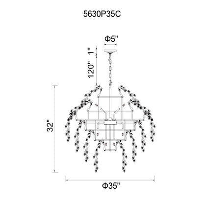 17 Light Down Chandelier, Chrome