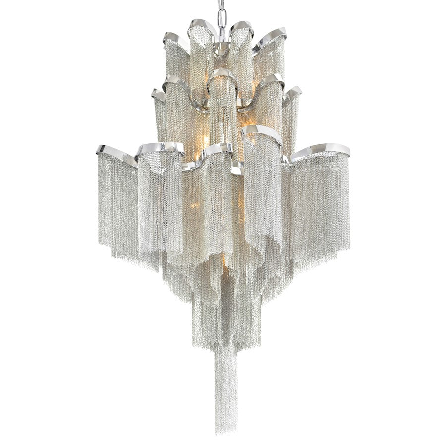 16 Light Down Chandelier, Chrome