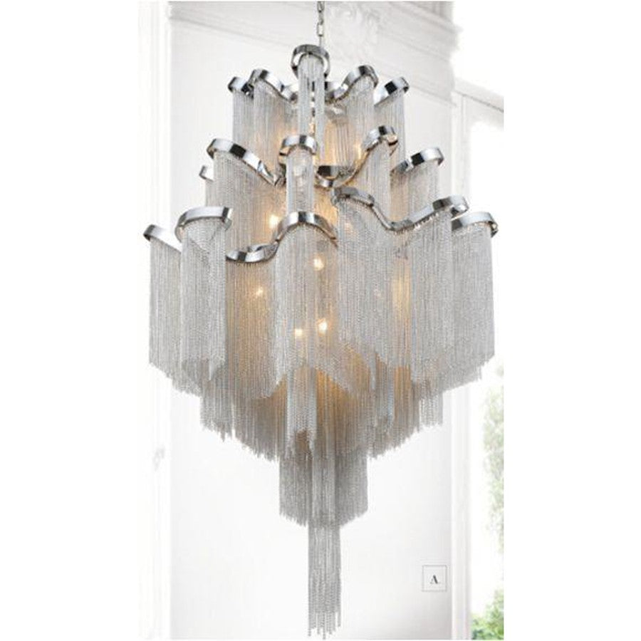 17 Light 24" Down Chandelier, Chrome