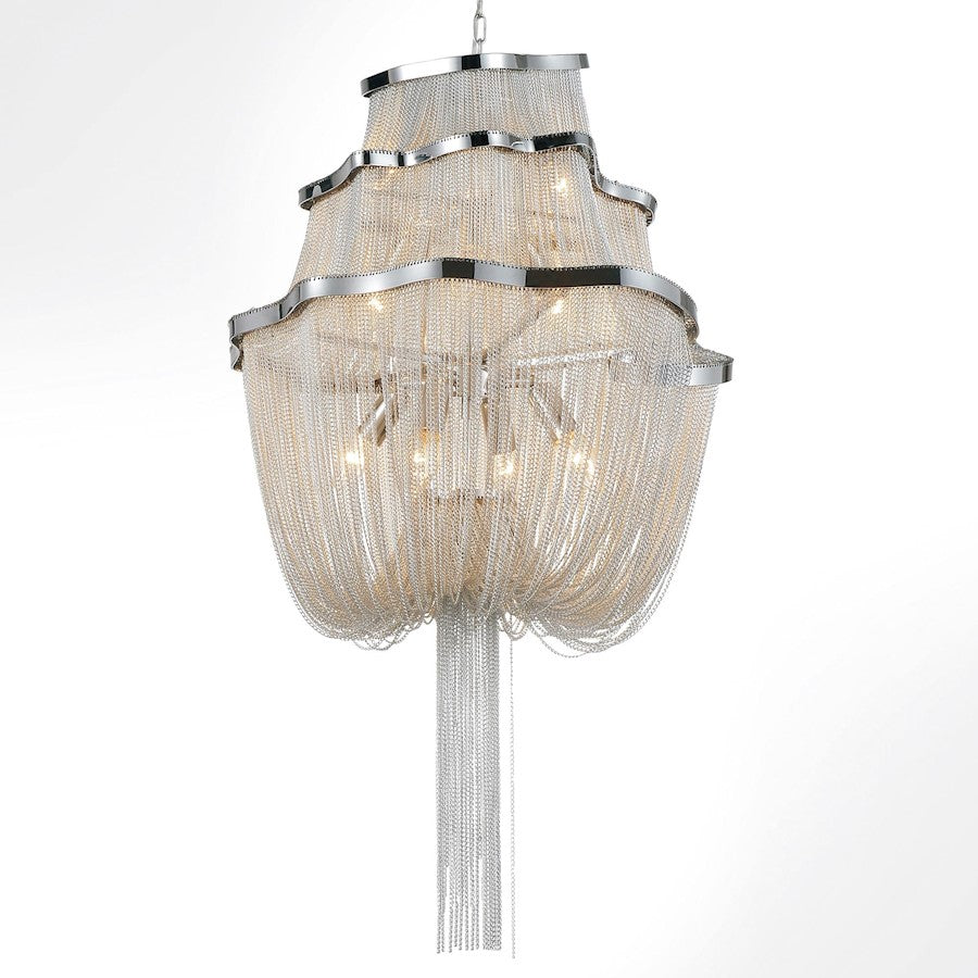 CWI Lighting Secca 9 Light Down Chandelier, Chrome - 5654P20C