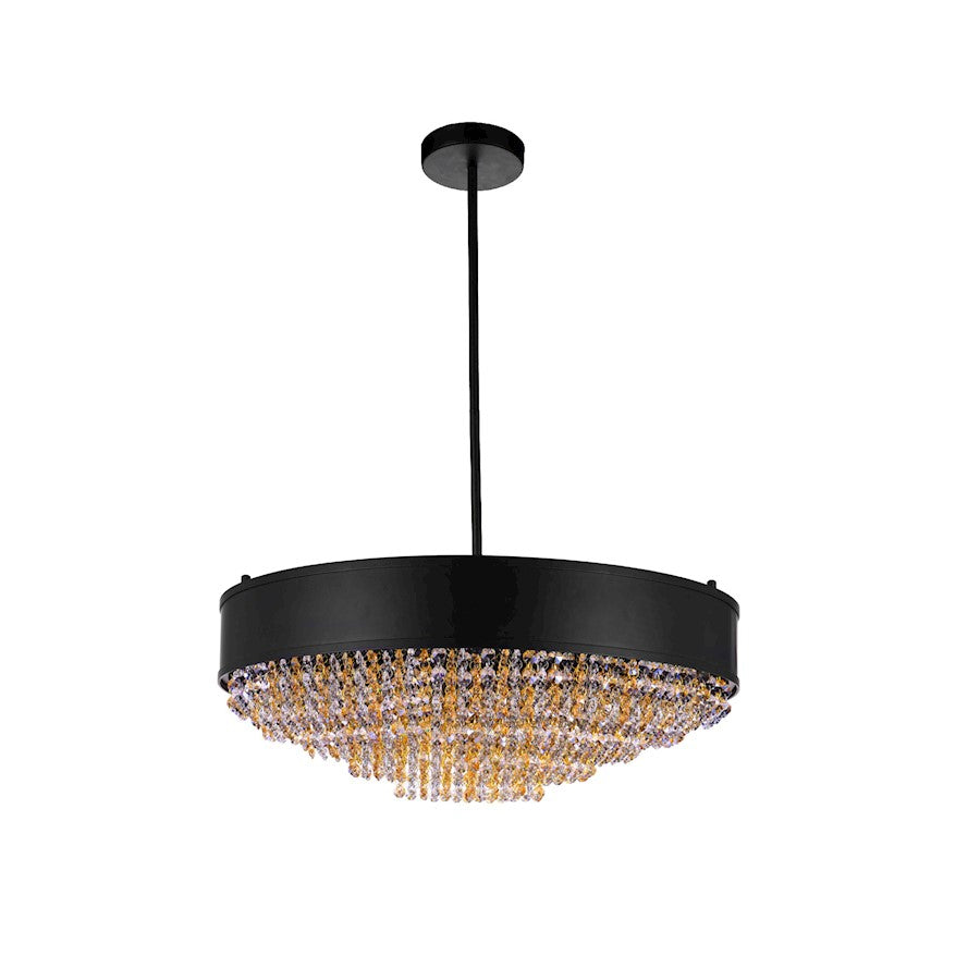 CWI Lighting Medina 10 Light 24" Drum Shade Chandelier, Black - 5687P24-16-101