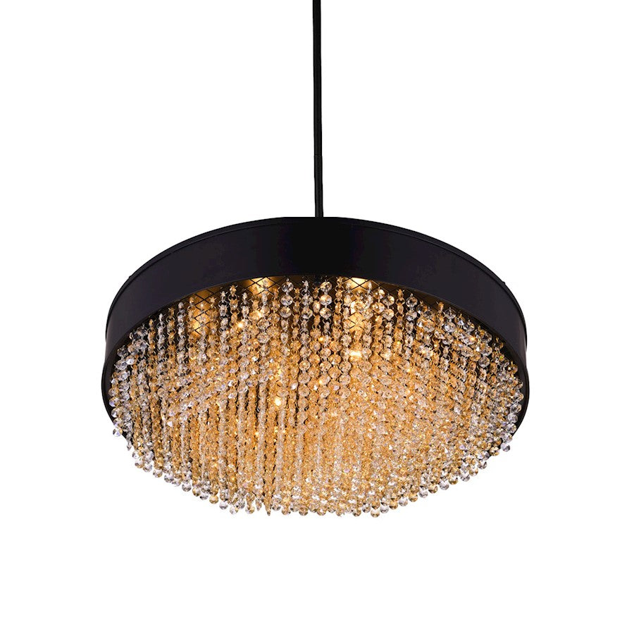 10 Light 24" Drum Shade Chandelier, Black