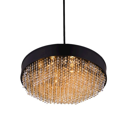 10 Light 24" Drum Shade Chandelier, Black