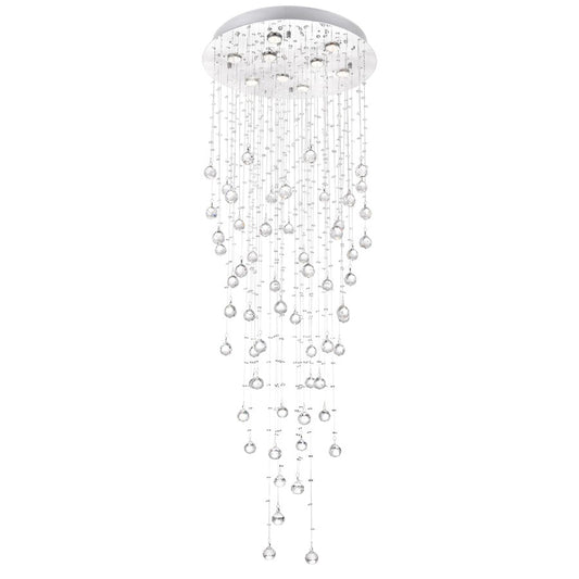 CWI Lighting Rain Drop 9 Light Flush Mount, Chrome - 6601C24C-H-47