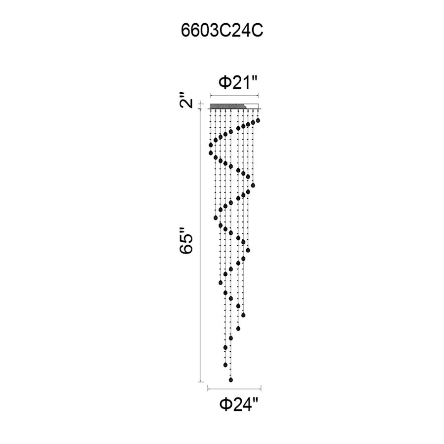 CWI Lighting Spiral 6 Light 24" Flush Mount, Chrome