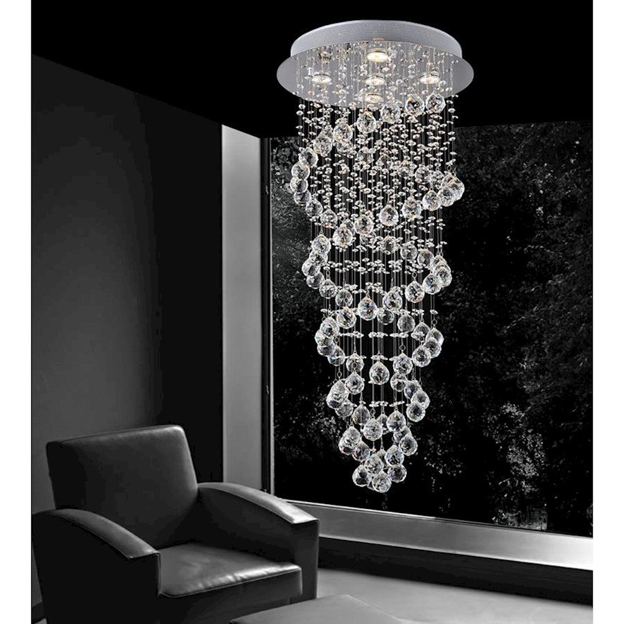 CWI Lighting Double Spiral 5 Light Flush Mount, Chrome