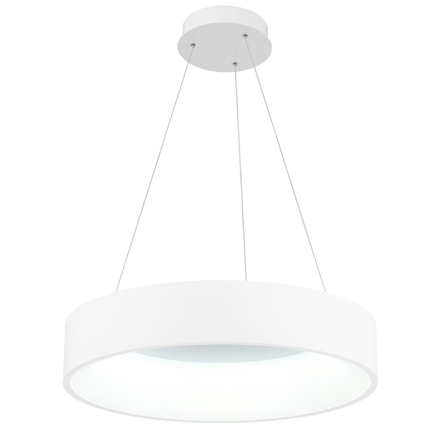 18" Drum Shade Pendant, White