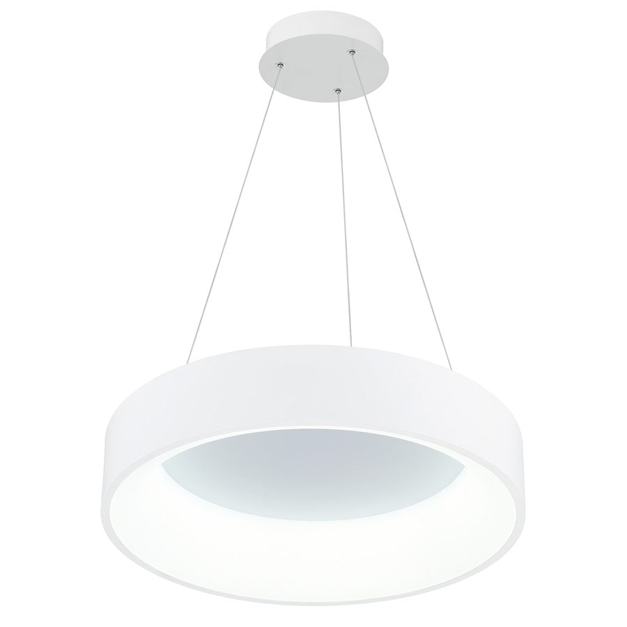 18" Drum Shade Pendant, White