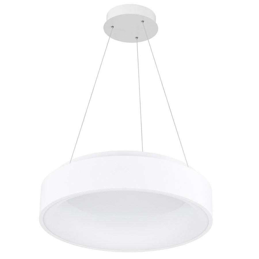 18" Drum Shade Pendant, White