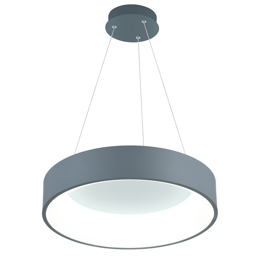 18" Drum Shade Pendant, Gray