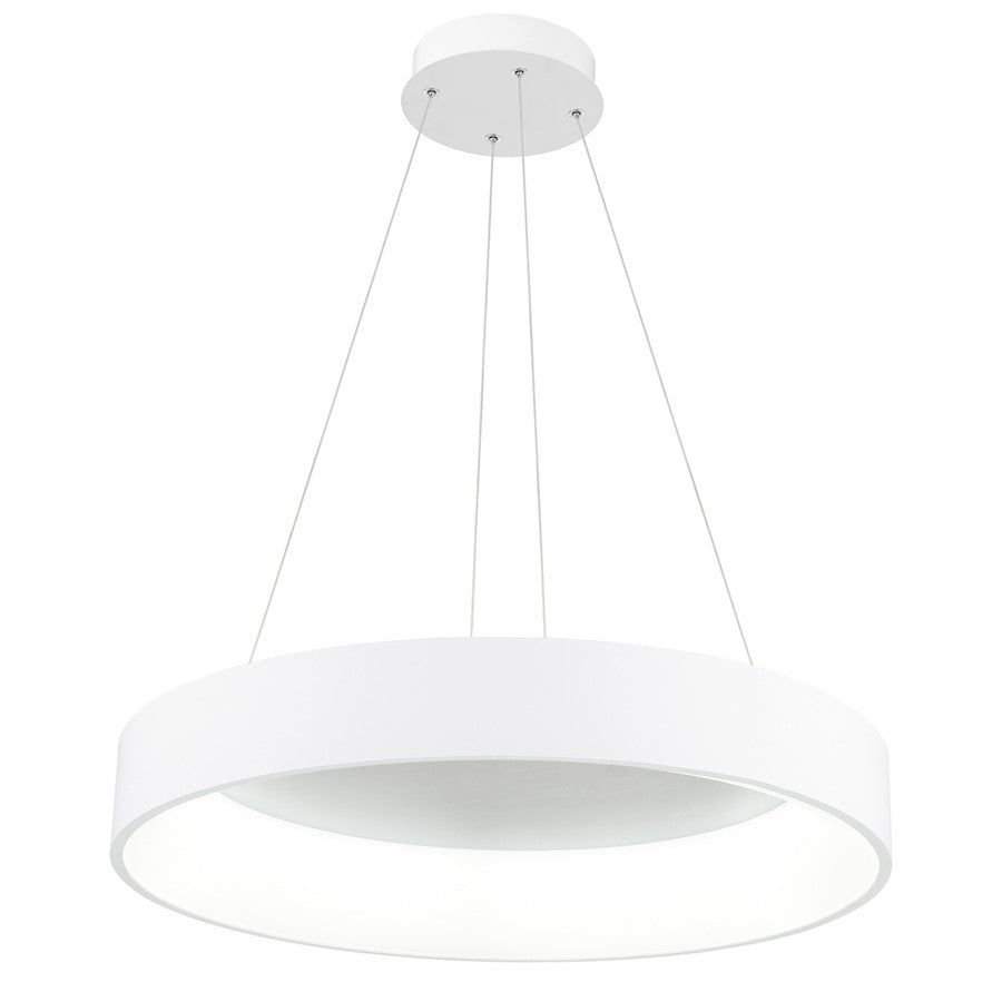 24" Drum Shade Pendant, White