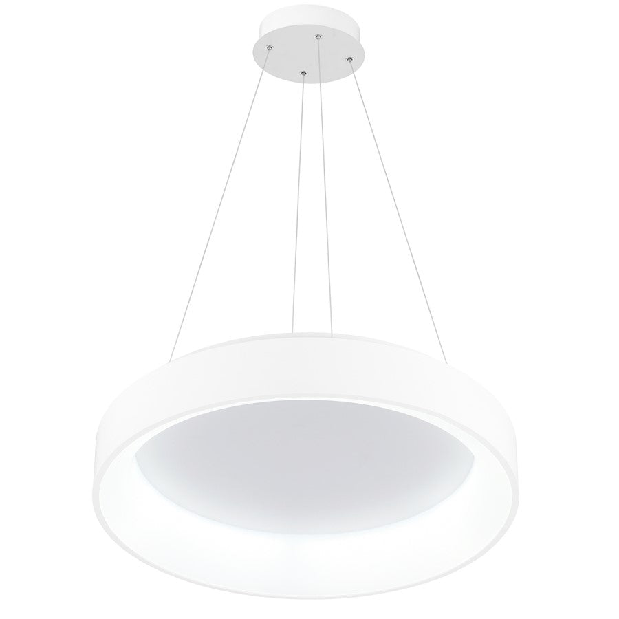 24" Drum Shade Pendant, White