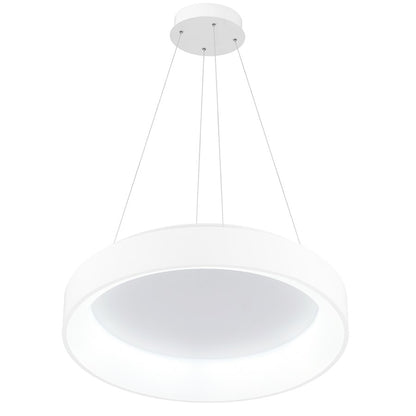 24" Drum Shade Pendant, White