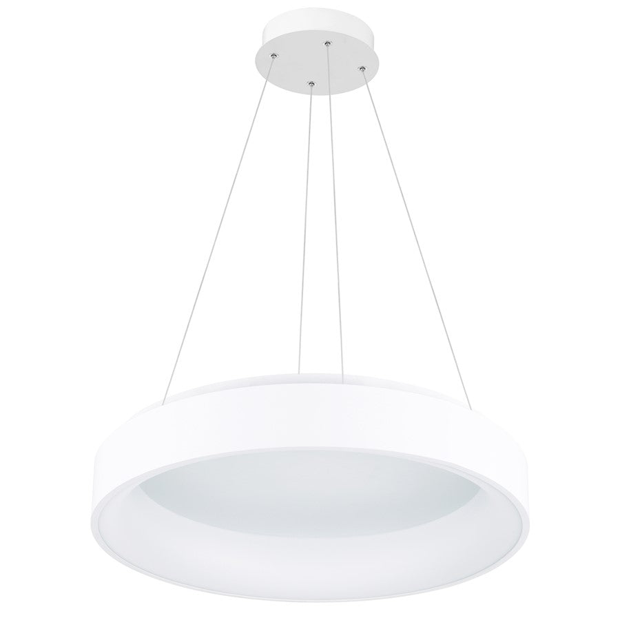 24" Drum Shade Pendant, White