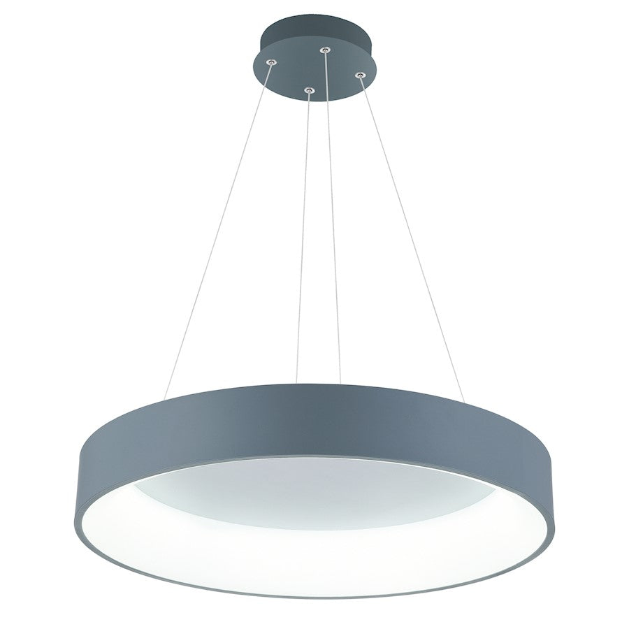 24" Drum Shade Pendant, Gray