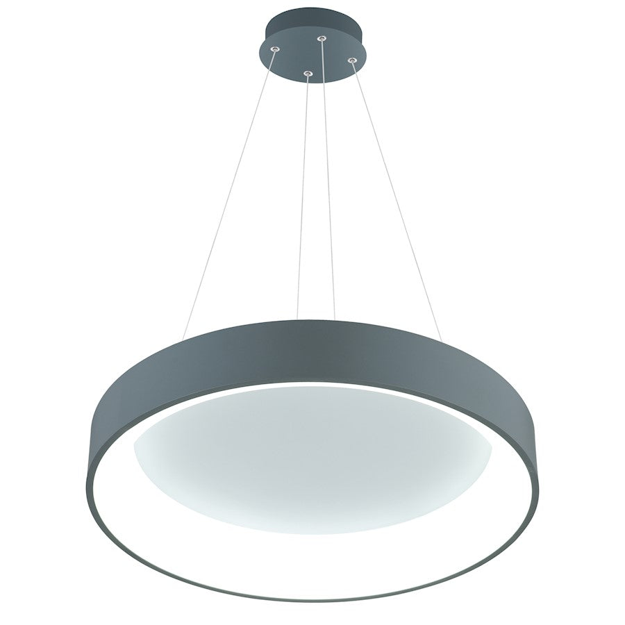 24" Drum Shade Pendant, Gray