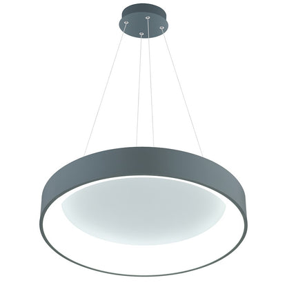 24" Drum Shade Pendant, Gray