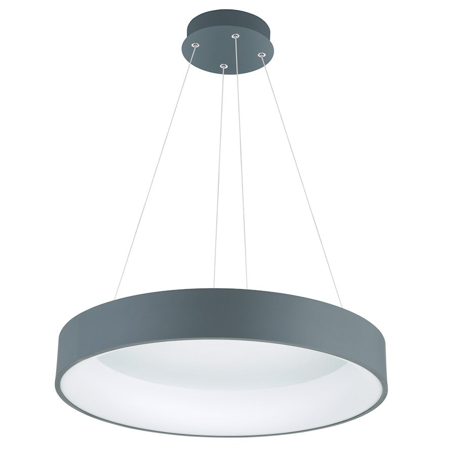 24" Drum Shade Pendant, Gray