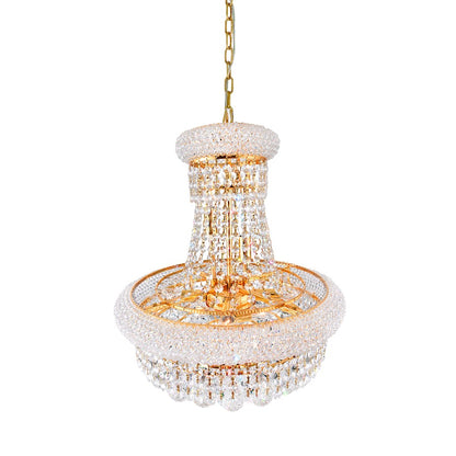 8 Light Down Chandelier, Gold