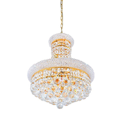 8 Light Down Chandelier, Gold