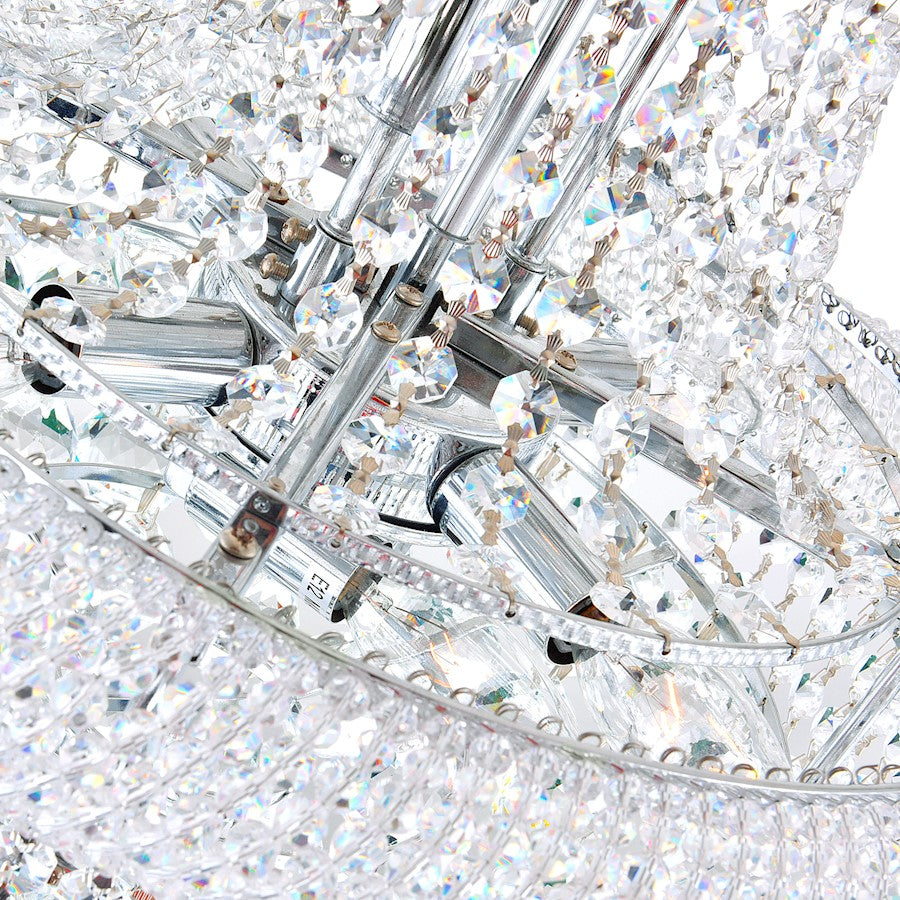 14 Light Down Chandelier, Chrome