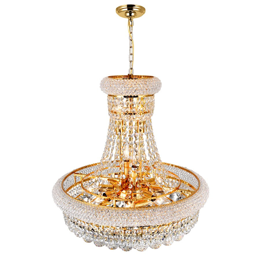 14 Light Down Chandelier, Gold